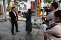 Mr. Nguyen Van Son, City People`s Committee Chairman interviewed by a television network during the Integration - Lighten up Hoi