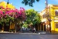 Hoi An, Vietnam- 07/09/2020: Hoi An residents on a street in Hoi An. The World Heritage Site. Daily activities. Royalty Free Stock Photo