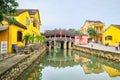 Hoi An, Vietnam - Jan 19th 2023: View of the Japanese Bridge in Hoi An. Vietnam, Unesco World Heritage Site. Hoi An is a Royalty Free Stock Photo