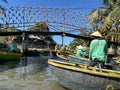 Traditional Round Basket Boat at a river. Favorite activities for tourist in Hoi An, Vietnam