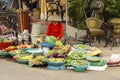 Hoi An , Vietnam - JUNE 25, 2019 :  Vegetable seller in Hoi An market Royalty Free Stock Photo