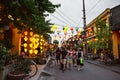 HOI AN, VIETNAM - MARCH 15, 2017: Group of people travel Hoian old town, ancient house, country heritage