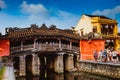 HOI AN, VIETNAM - MARCH 15, 2017: View of an ancient Japanese Bridge. Hoi An is the World`s cultural heritage Royalty Free Stock Photo