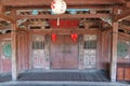 Entrance gate to the temple in the inner passage of the Japanese Bridge in Hoi An, Vietnam. One of the most emblematic monuments o Royalty Free Stock Photo