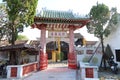 View from inside the entrance door of the Assembly Hall Of Fujian Chinese Temple in Hoi An Royalty Free Stock Photo