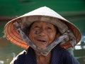 Close Up of an Elderly Vietnamese Woman in Conical Hat