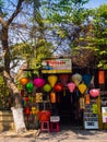 HOIAN, VIETNAM, SEPTEMBER, 04 2017: Close up of a market with colorful lanters made of paper, in Hoi An ancient town