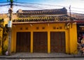 HOIAN, VIETNAM, SEPTEMBER, 04 2017: Old yellow house in Hoi An ancient town, UNESCO world heritage. Hoi An is one of the