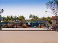 HOIAN, VIETNAM, SEPTEMBER, 04 2017: Unidentified people biking and walking in the streets in Hoi An ancient town, UNESCO Royalty Free Stock Photo