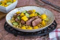 Hoisin duck with egg noodles Royalty Free Stock Photo