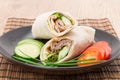 Hoisin duck wrap sandwich Royalty Free Stock Photo