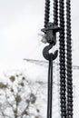 Hoist chain construction, industry crane iron hook Royalty Free Stock Photo