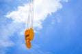 Hoist crane hook head clean new with blue sky Royalty Free Stock Photo