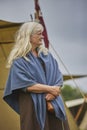 Hojbjerg, Denmark, July 29, 2023: Mature woman at viking festival