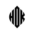 HOK circle letter logo design with circle and ellipse shape. HOK ellipse letters with typographic style. The three initials form a Royalty Free Stock Photo