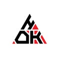 HOK triangle letter logo design with triangle shape. HOK triangle logo design monogram. HOK triangle vector logo template with red Royalty Free Stock Photo