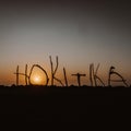 Hokitika Sign at sunset in Hokitika, New Zealand