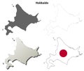 Hokkaido blank outline map set