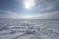 Drift ice in the offing of the Abashiri port, Hokkaido, Japan