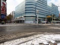 Snow covering Susukino intersection, the most busy area in Sapporo City, Hokkaido