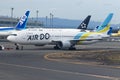 hokkaido japan - october9,2018 : air do airline plane approaching to departure from new chitose airport hokkaido japan, airdo in