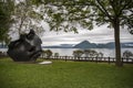 Face sculpture at Toya Lake, Hokkaido, Japan