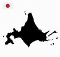 Hokkaido Map. Map of Japan Prefecture. Black color