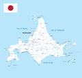 Hokkaido Map. Map of Japan Prefecture. White color