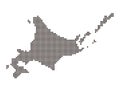 Hokkaido Map with mosaic-style tiled dots
