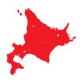 Hokkaido vector illustration. Hokkaido island and prefecture map contour