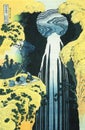 Hokusai amida waterfall spiritual hermetic illustration,