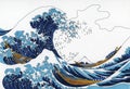 Hokusai`s The Great Wave Of Kanagawa adult coloring page Royalty Free Stock Photo