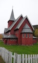 Norwegian red church Hol kyrkje at Hagafoss in Buskerud Norway in autumn Royalty Free Stock Photo