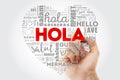 Hola Hello Greeting in Spanish love heart