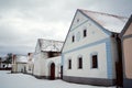 Colorful houses in the Holasovice village in Czechia, registered as UNESCO world heritage site Royalty Free Stock Photo