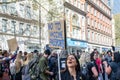 HOLBORN, LONDON, ENGLAND- 24 April 2021: Protester holding an anti vaccine passports placard at a anti-lockdown protest