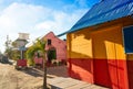 Holbox Island colorful Caribbean houses Mexico Royalty Free Stock Photo