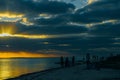 Holbox island sunset beach palm tree tropical in Mexico Royalty Free Stock Photo