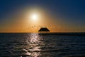 Holbox island sunset beach pier hut Mexico Royalty Free Stock Photo