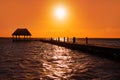 Holbox island sunset beach pier hut Mexico Royalty Free Stock Photo