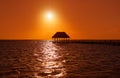 Holbox island sunset beach pier hut Mexico Royalty Free Stock Photo