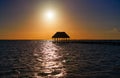 Holbox island sunset beach pier hut Mexico Royalty Free Stock Photo