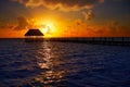 Holbox island sunset beach pier hut Mexico Royalty Free Stock Photo