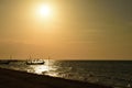Holbox island sunset boat sea Royalty Free Stock Photo
