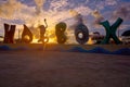 Holbox island word sign spell at sunset Mexico