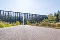 Holcomb creek wooden train trestle Big Train Bridge across the valley Royalty Free Stock Photo