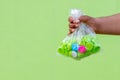 Hold the bottle cap in a plastic bag Royalty Free Stock Photo