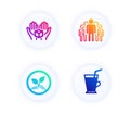Hold box, Group and Startup icons set. Coffee cup sign. Delivery parcel, Managers, Launch project. Latte drink. Vector