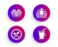 Hold box, Group and Startup icons set. Coffee cup sign. Delivery parcel, Managers, Launch project. Latte drink. Vector