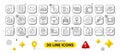Hold box, Reject click and Health skin line icons pack. For web app. 3d design elements. Vector